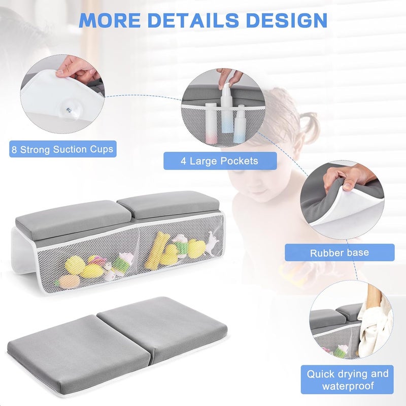 JOY ANAN Baby Bath Kneeler and Elbow Rest Pad Set, Bathtub Kneeling Pad, Baby Accessories for Bath, Relieve Your Knees and Elbows - Image 4